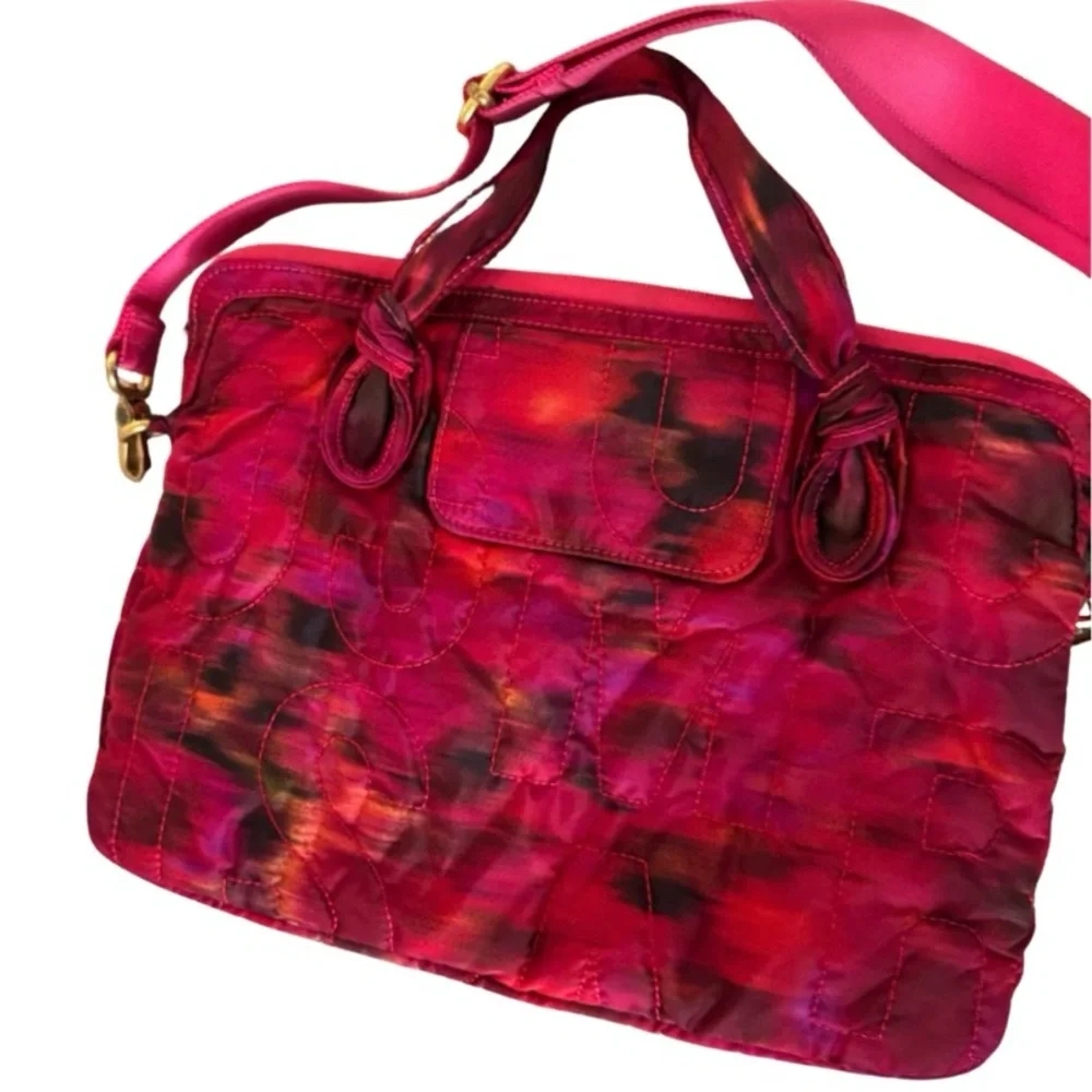 Marc By Marc Jacobs Quilted Pink Red Laptop Bag with Adjustable Strap